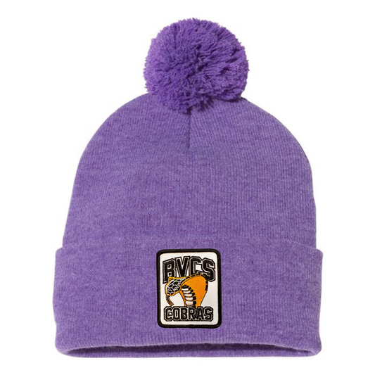 BVCS Patch Pom Pom Knit Toque - Heather Purple