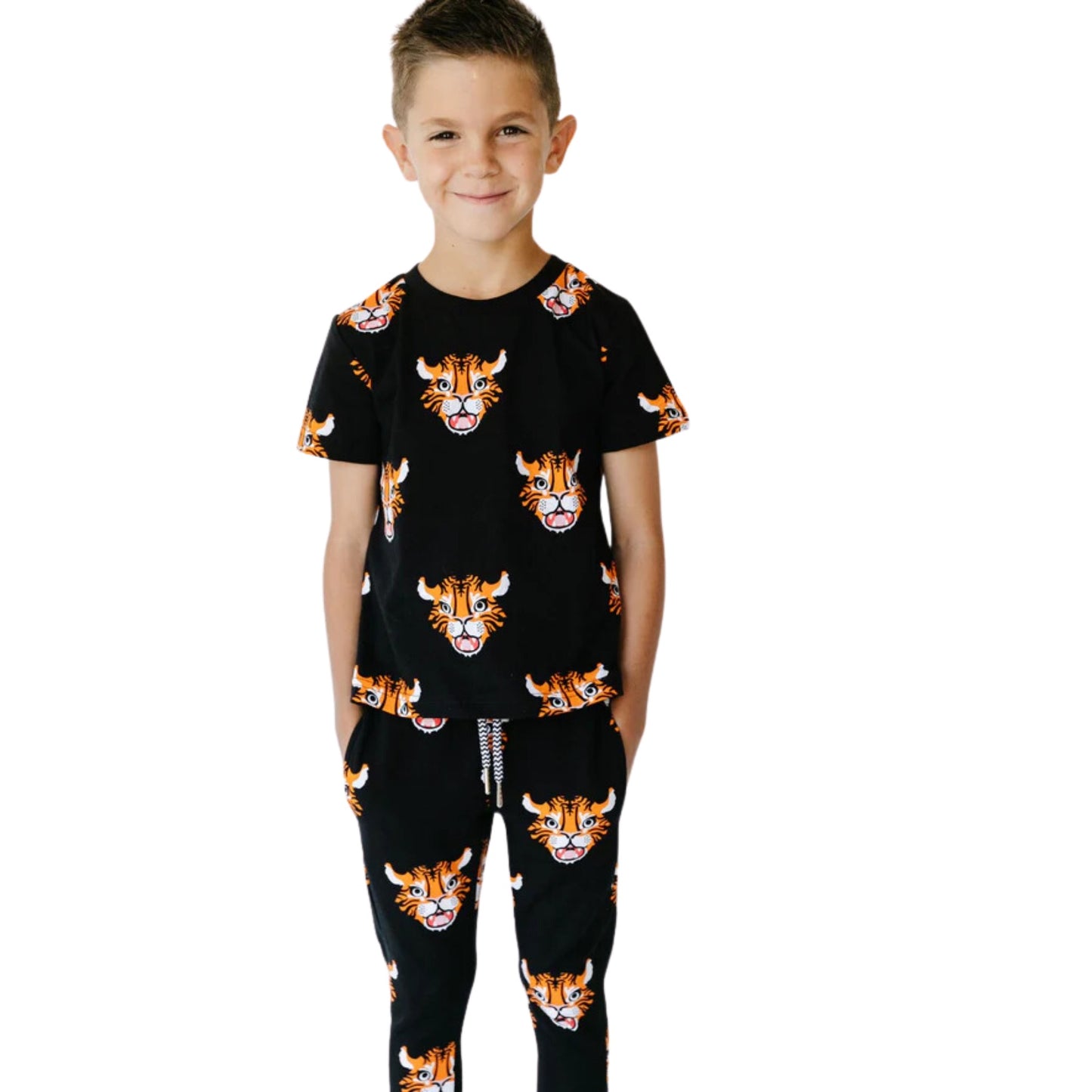 Bamboo Drawstring Joggers - Allover Tiger