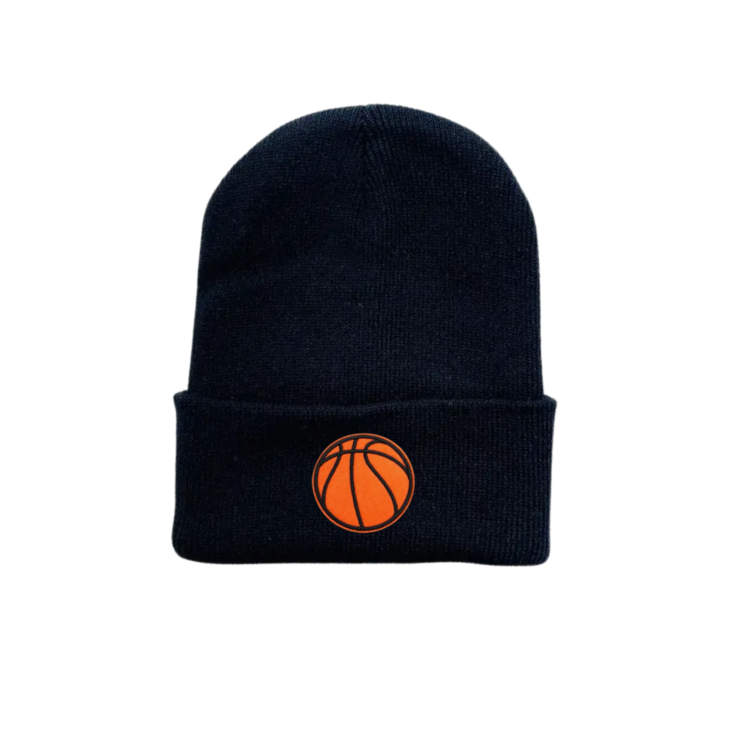 Basketball Patch - Black Beanie Hat
