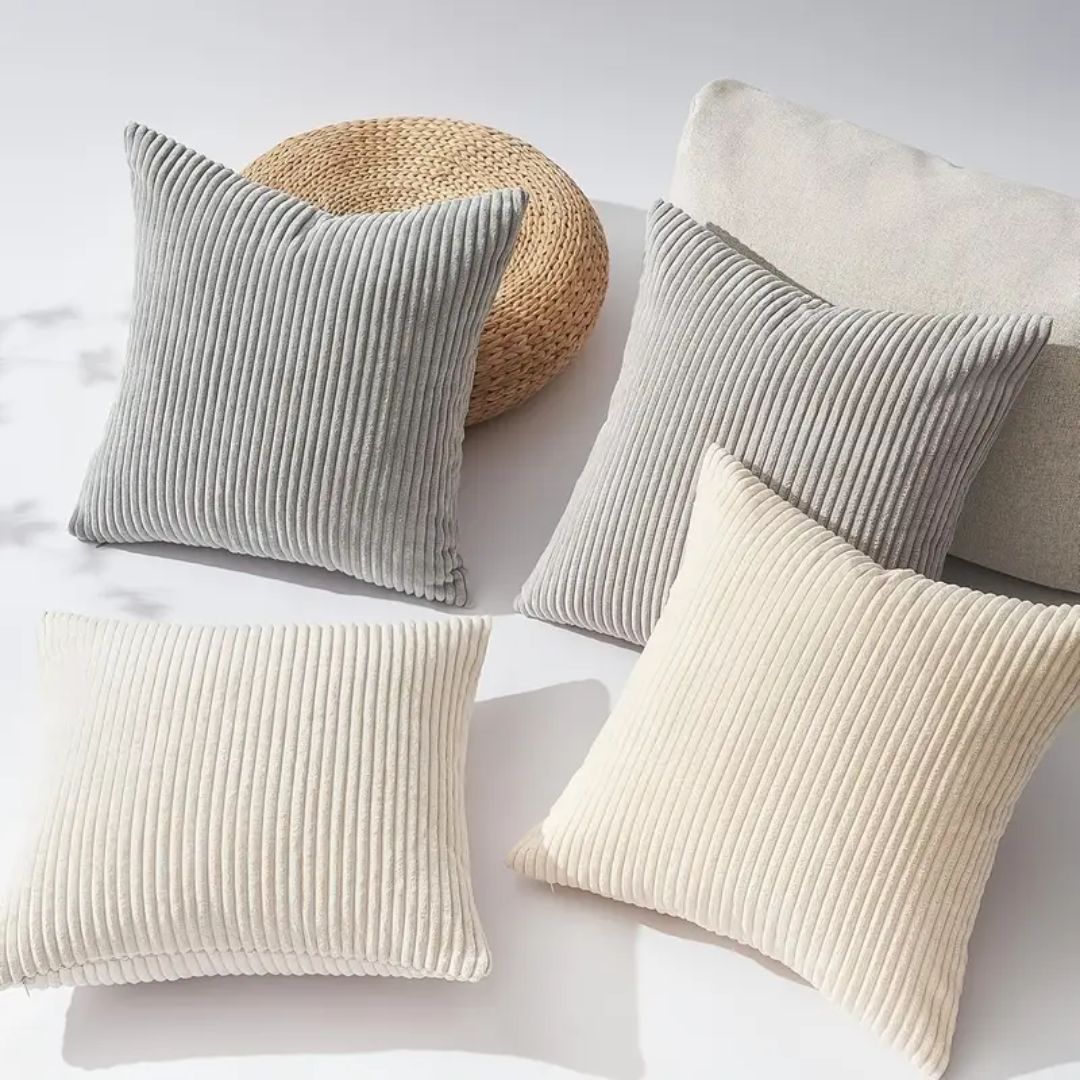 Boho Corduroy Pillows - Neutral Gradient Collection