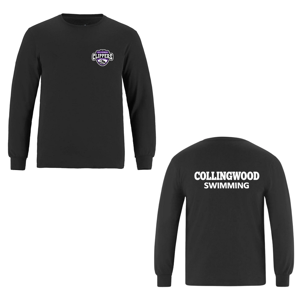 Collingwood Clippers -Long Sleeve Crewneck T-Shirt - Black
