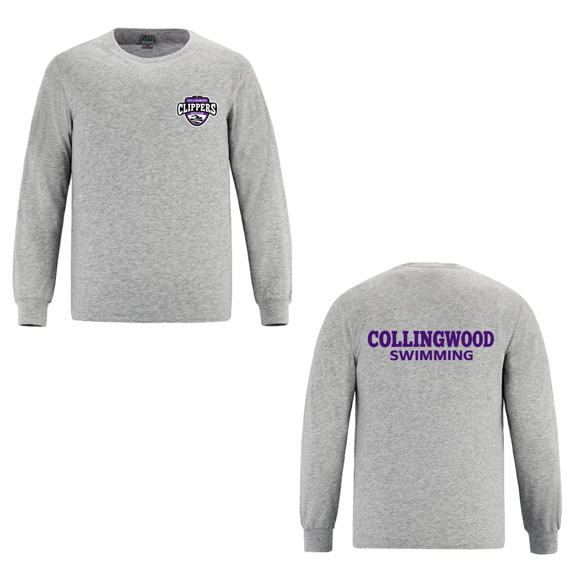 Collingwood Clippers -Long Sleeve Crewneck T-Shirt - Grey