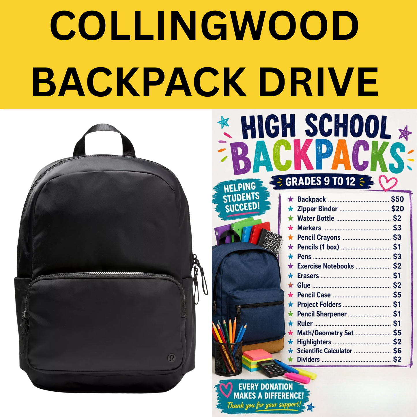 2026 Collingwood Back Pack Drive