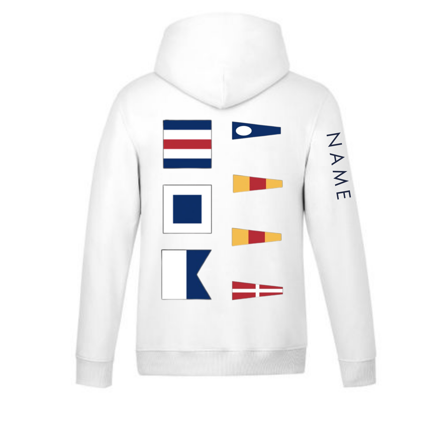 CSA 2004 Nautical Flags Small Logo Hooded Sweatshirt - White / Navy