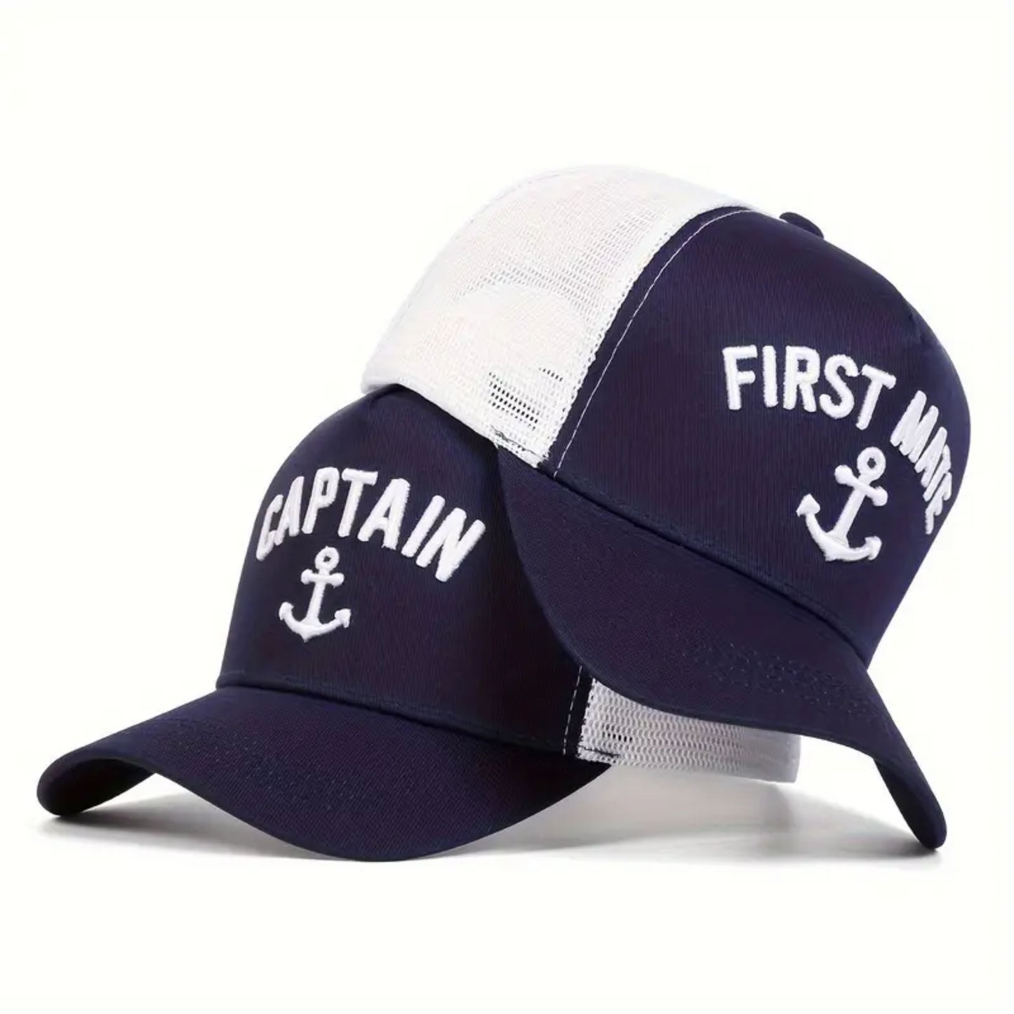 Captain Snapback Hat - Navy Blue / White