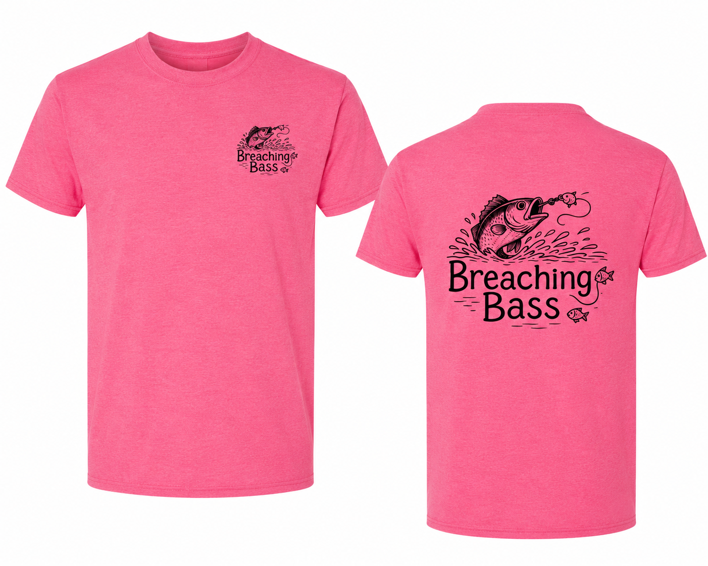 Breaching Bass Dual Logo T-Shirt - Safety Pink