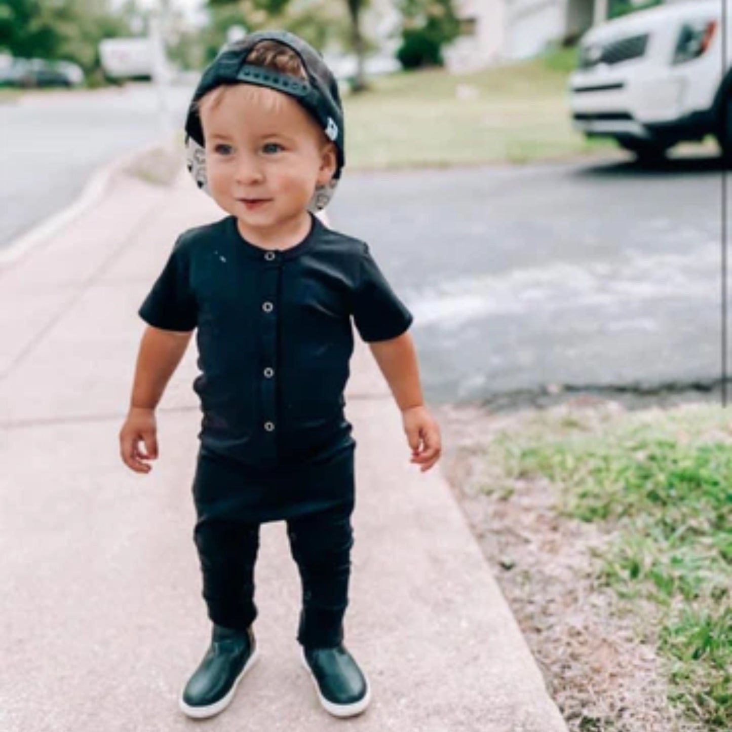 Classic Snap Romper - Black
