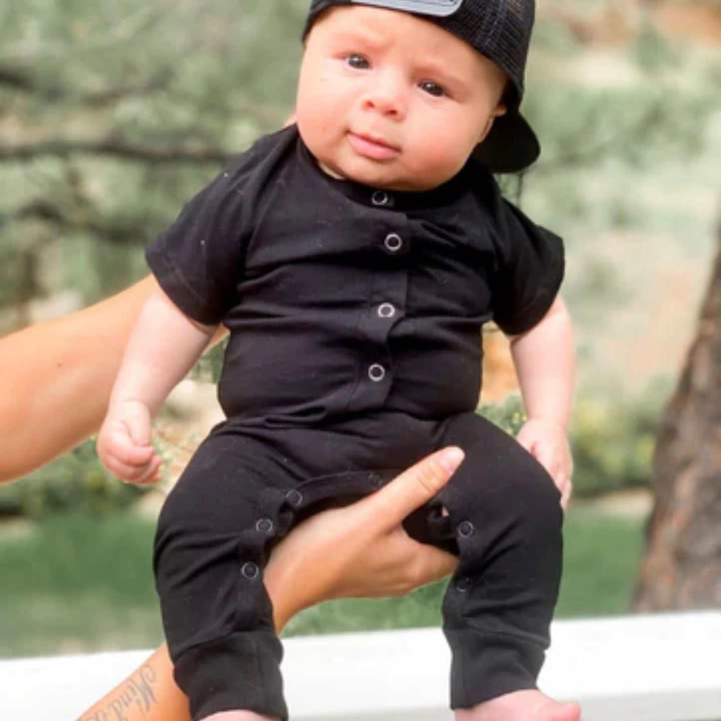 Classic Snap Romper - Black