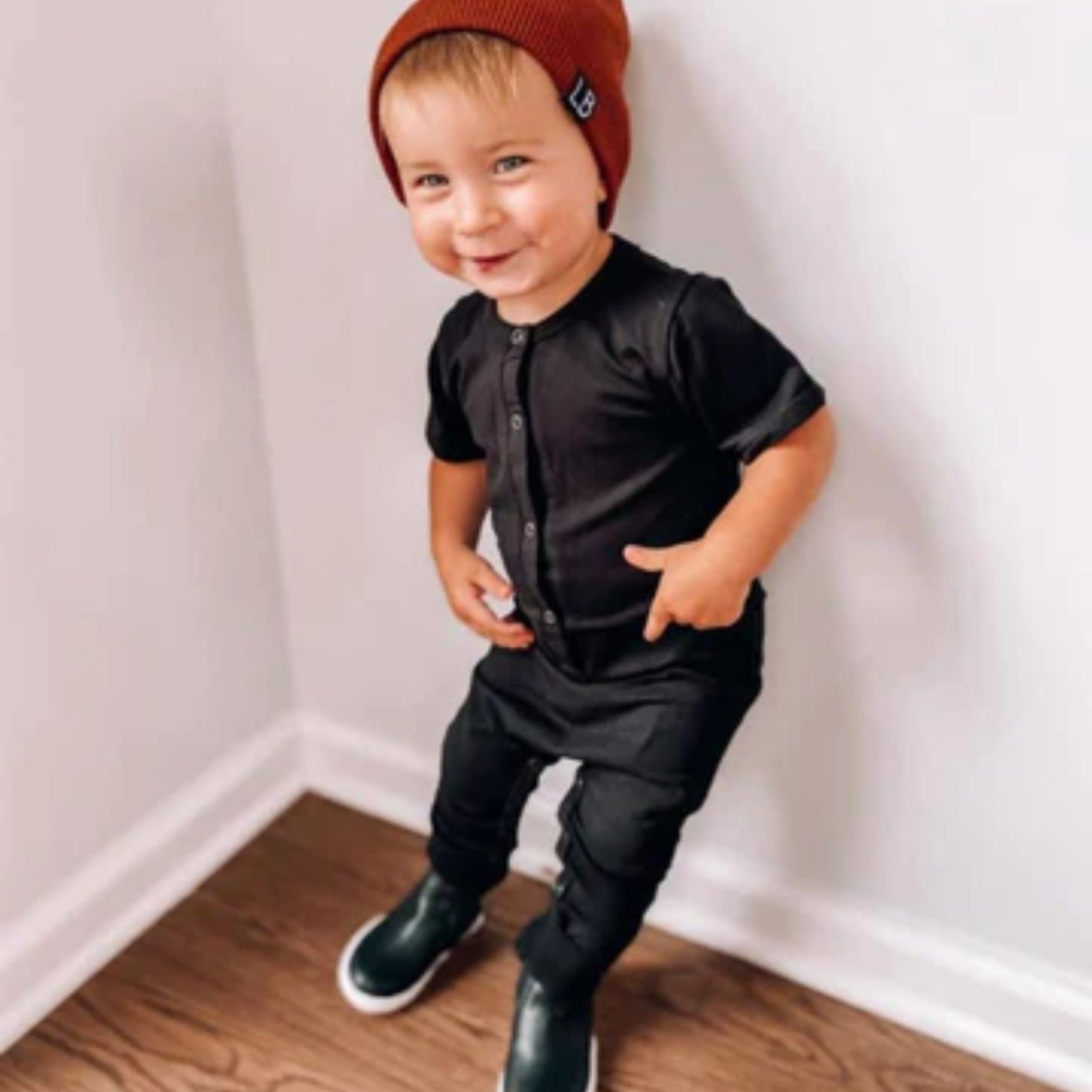 Classic Snap Romper - Black