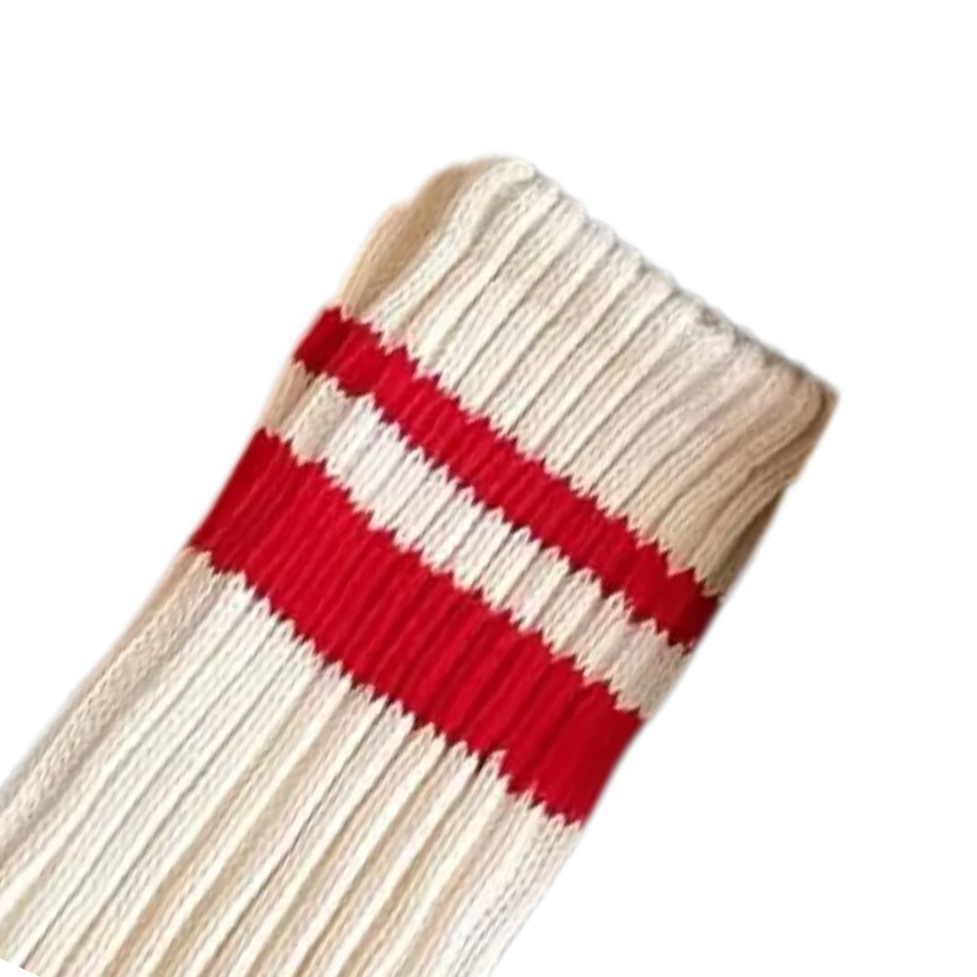 Double Stripe Chunky Knit Crew Socks