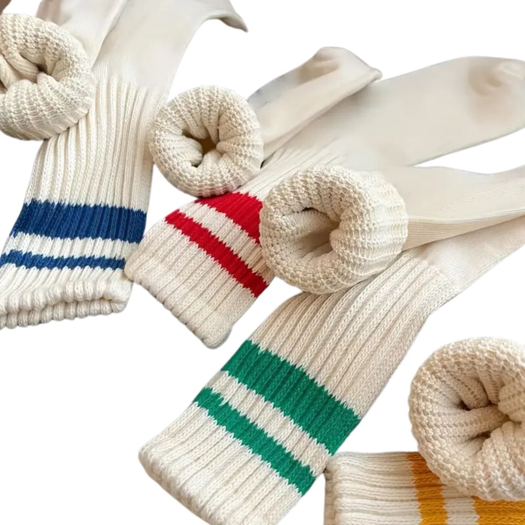 Double Stripe Chunky Knit Crew Socks