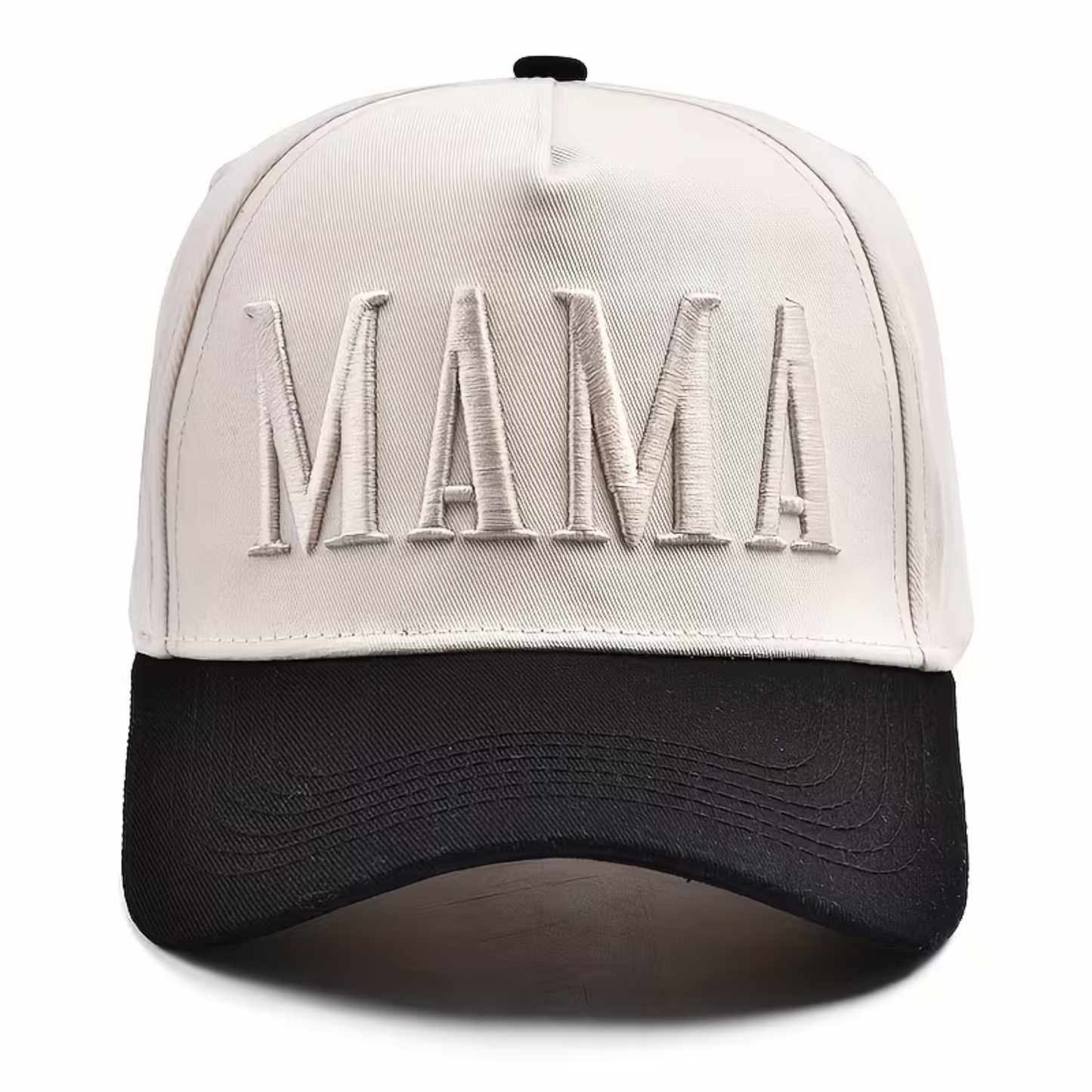 Embroidered MAMA Snapback Hat - Neutral / Black