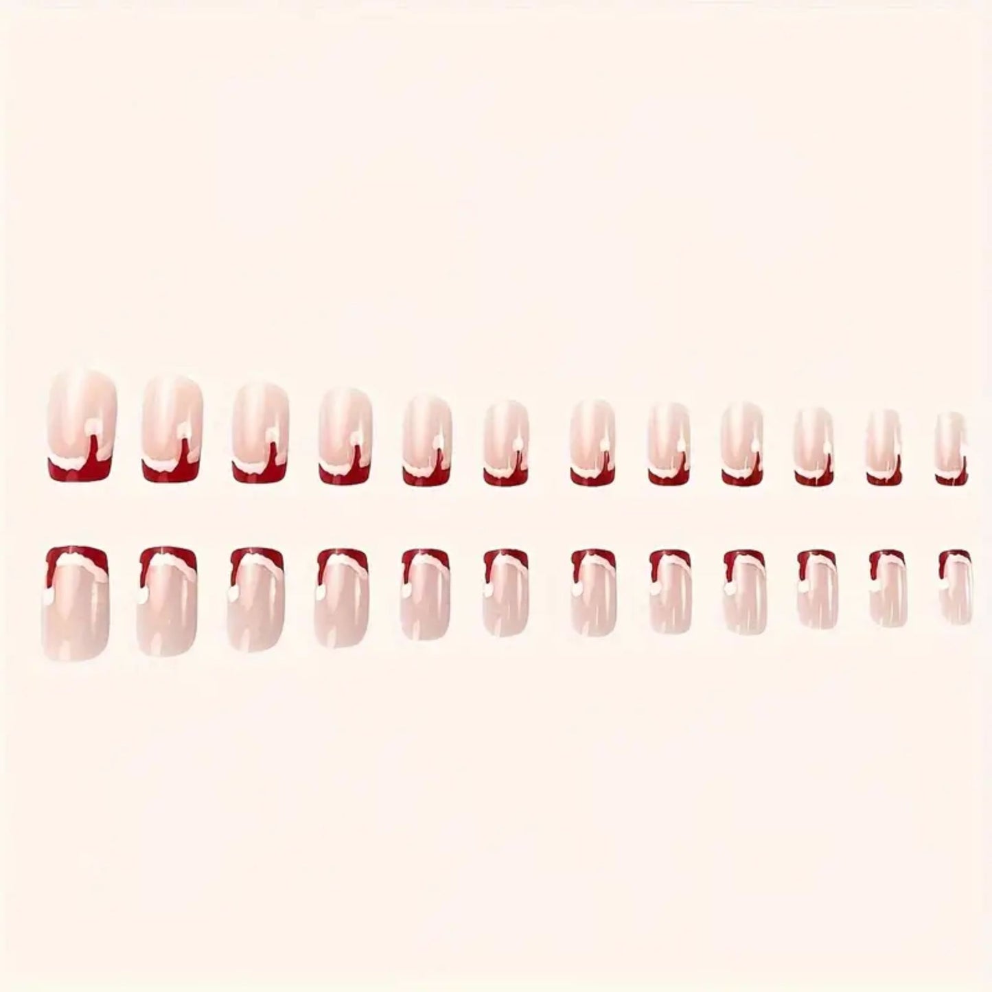 Festive French Manicure Press On Nail Set