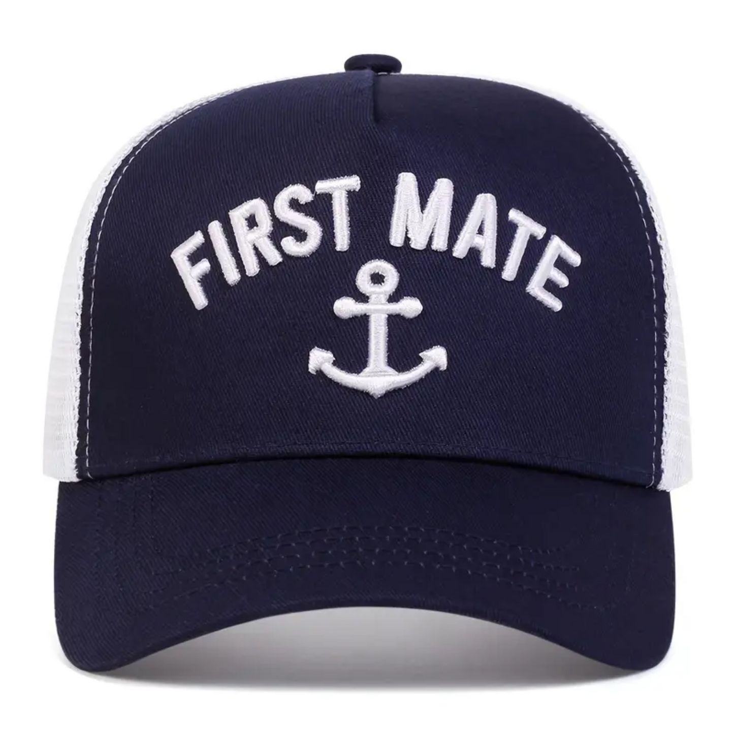 First Mate Snapback Hat - Navy Blue / White