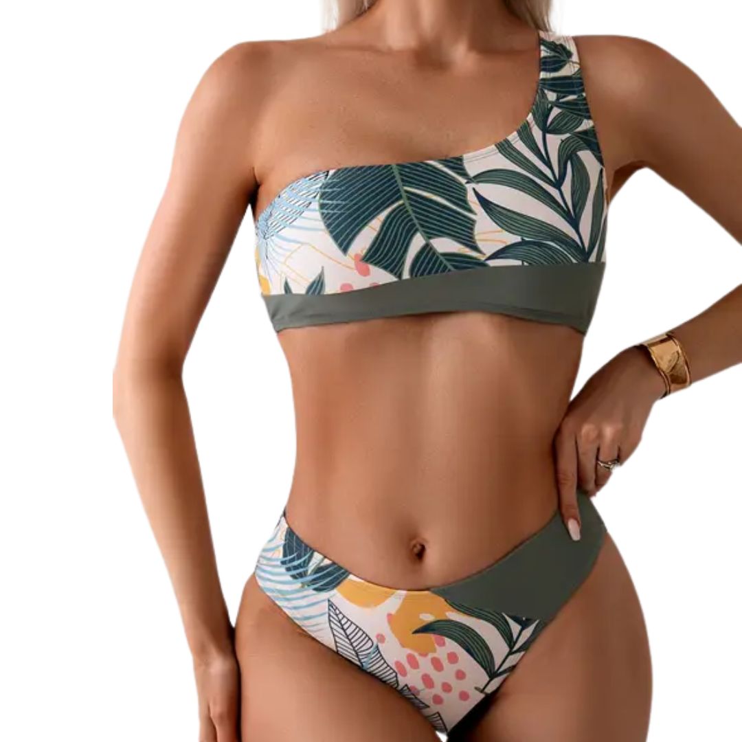 Can you Be-Leaf Asymmetric Bikini Swim Suit
