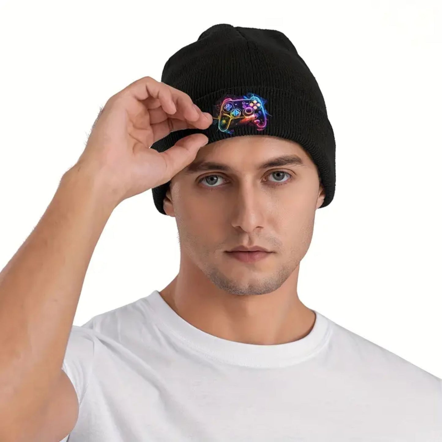 Funky Video Game Controller Black Beanie Hat