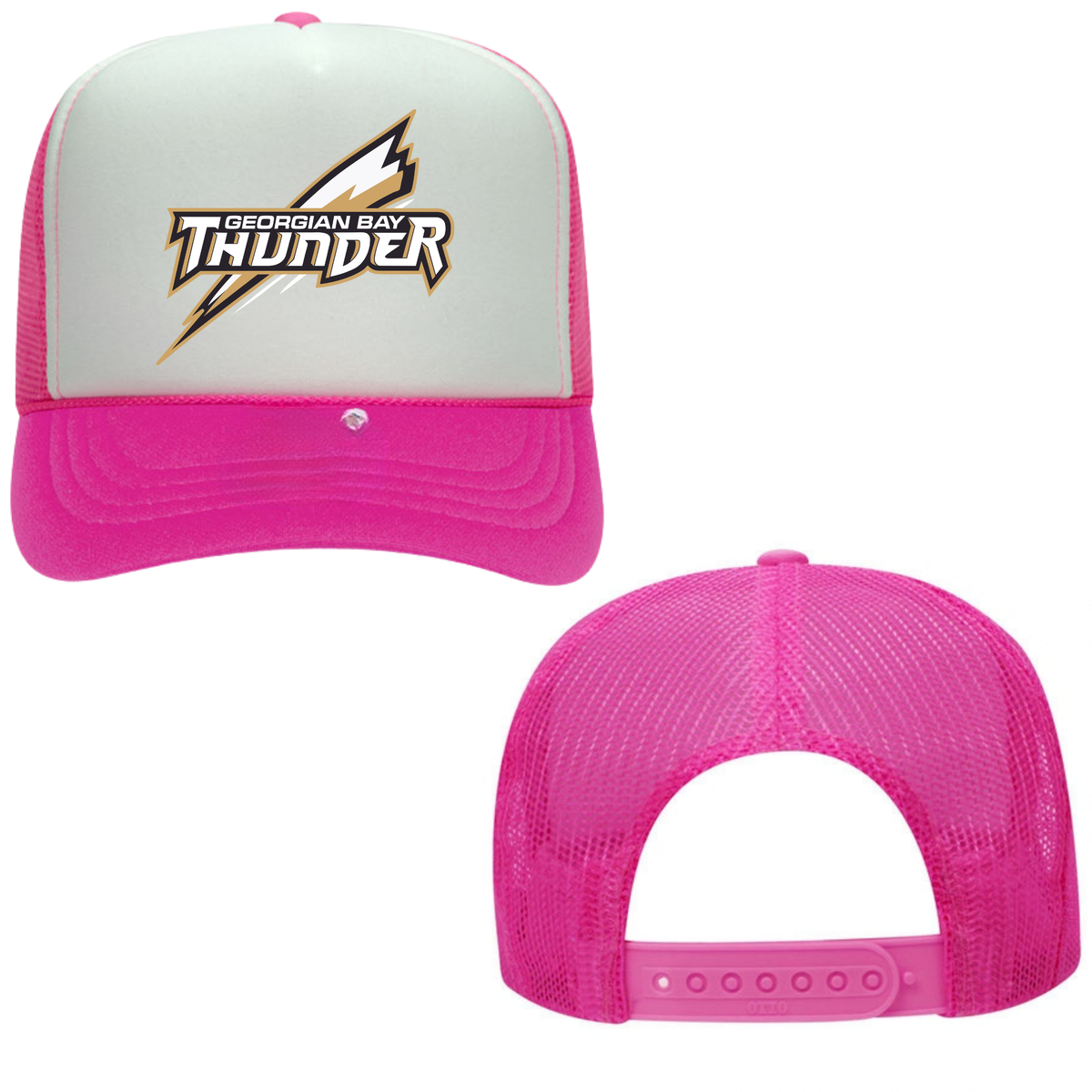 Georgian Bay Thunder Mesh Back Trucker Hat – Youth & Adult / White / Neon Pink