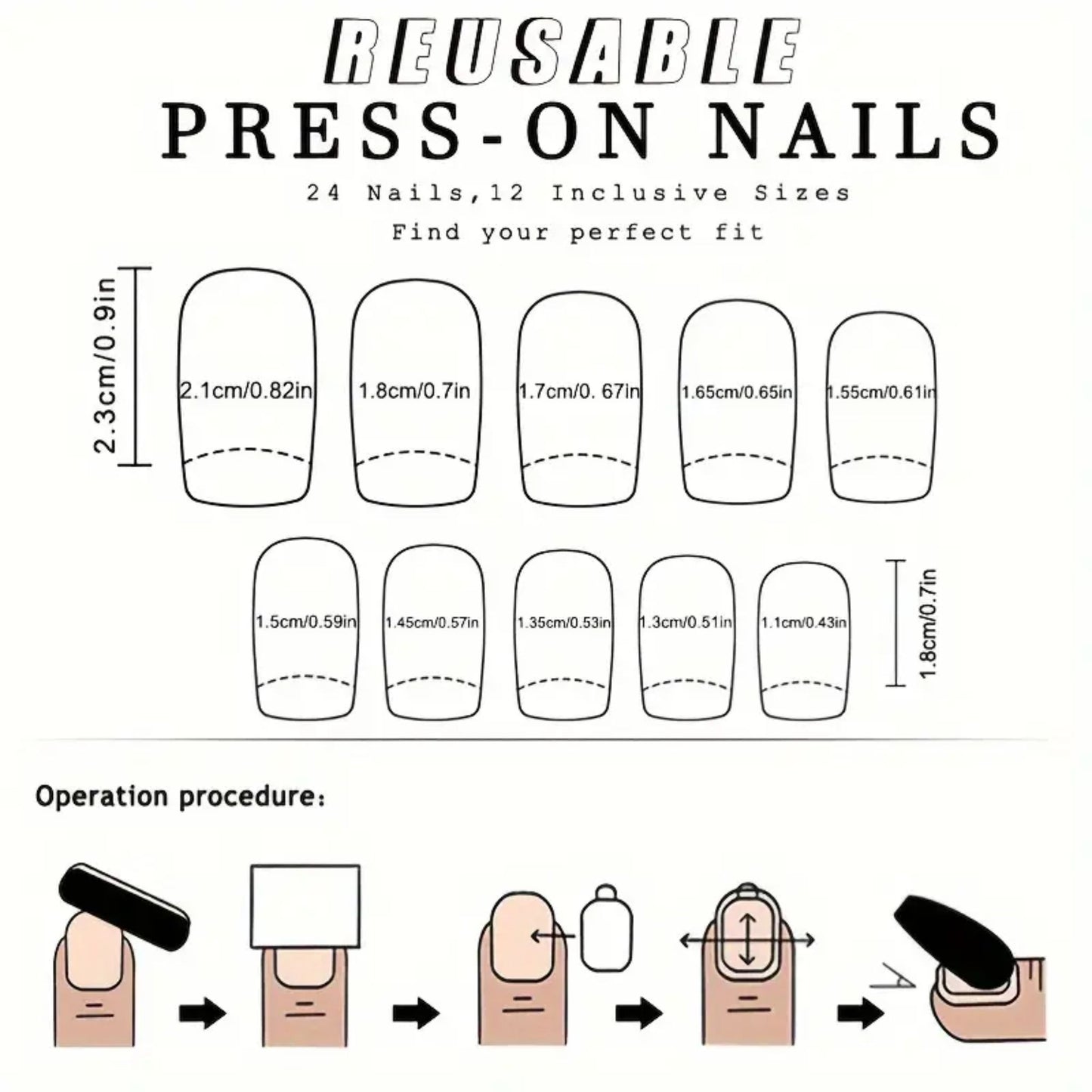 Glossy Square Press On Nail Set - Pastel Perfection