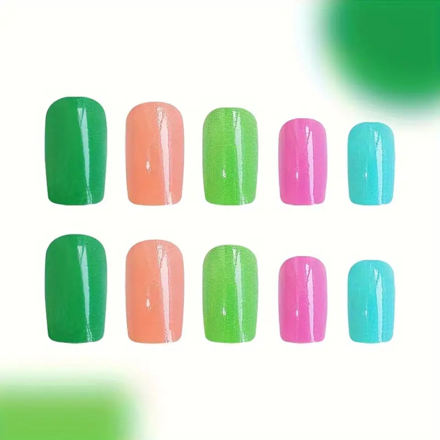 Glossy Square Press On Nail Set - Pastel Perfection