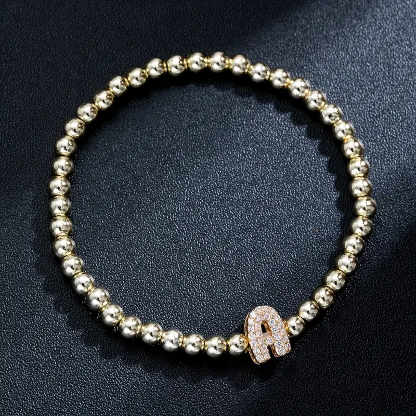 Golden Bubble Sparkle Letter Bracelet