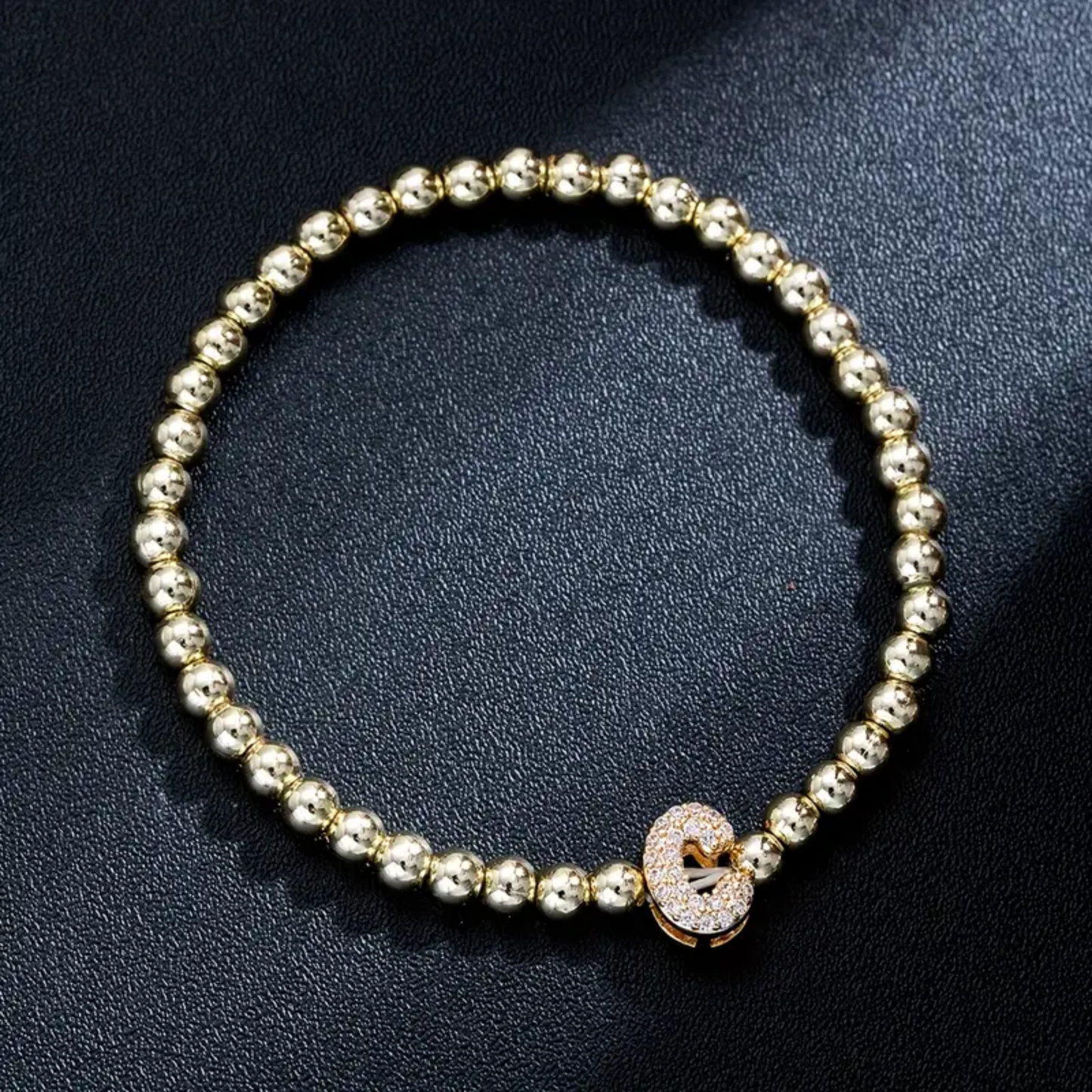 Golden Bubble Sparkle Letter Bracelet