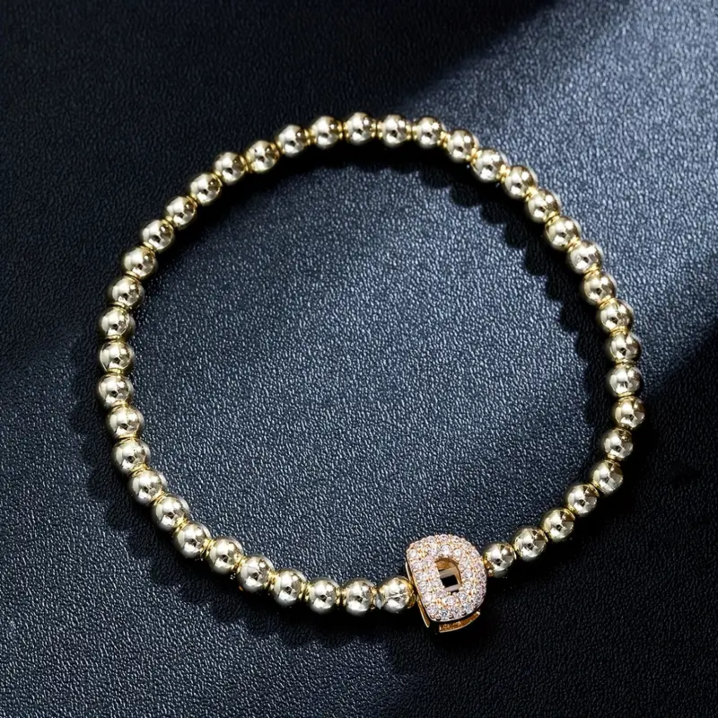 Golden Bubble Sparkle Letter Bracelet