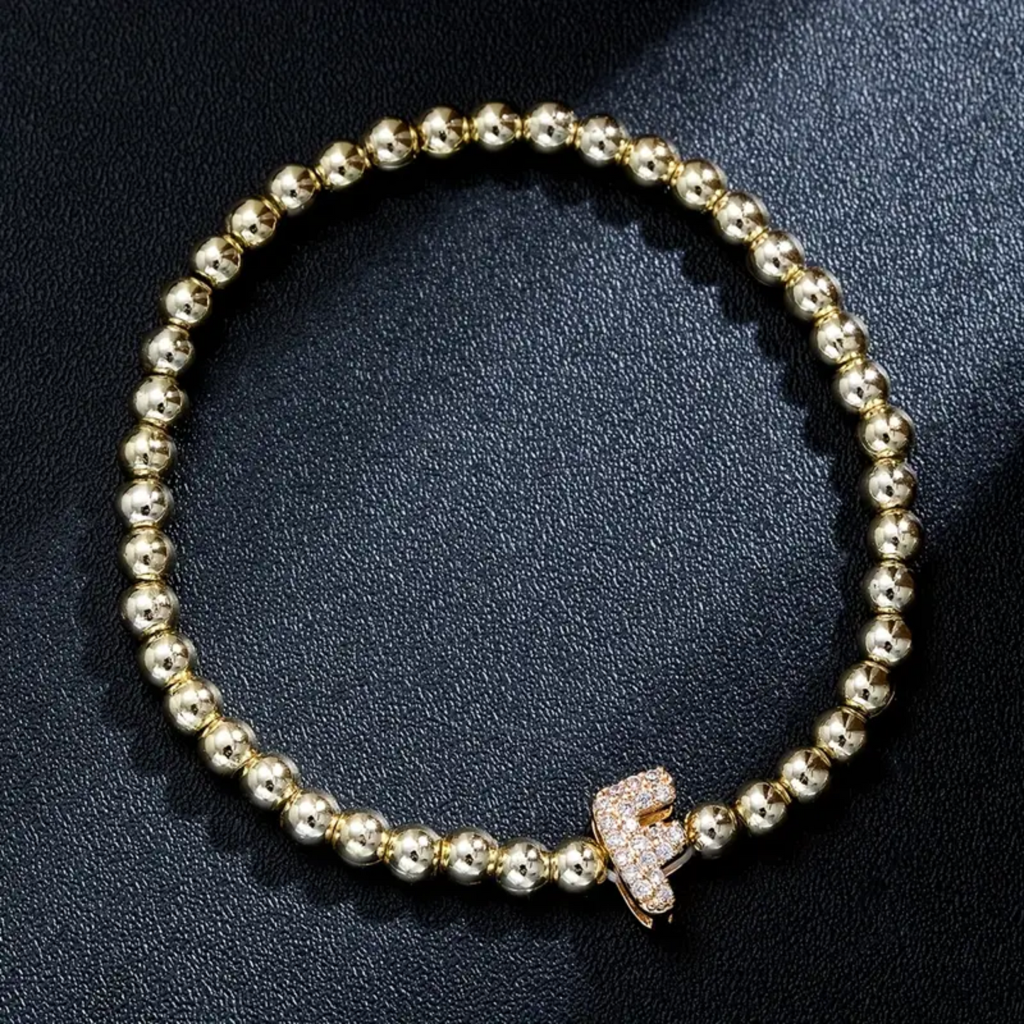 Golden Bubble Sparkle Letter Bracelet