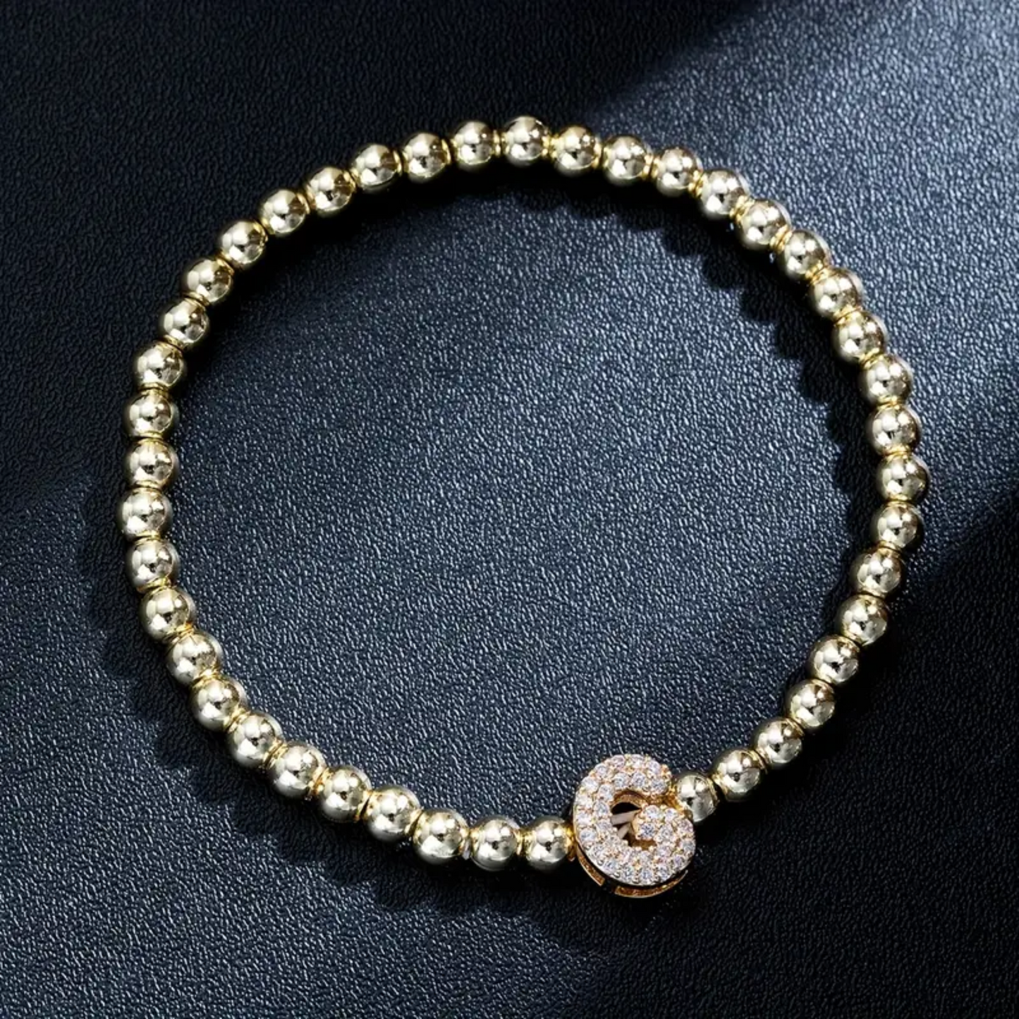 Golden Bubble Sparkle Letter Bracelet