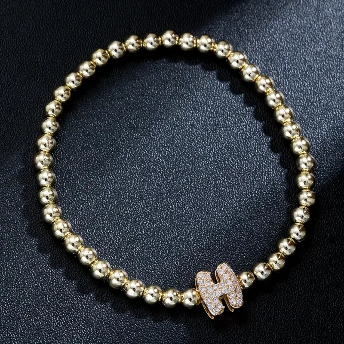 Golden Bubble Sparkle Letter Bracelet