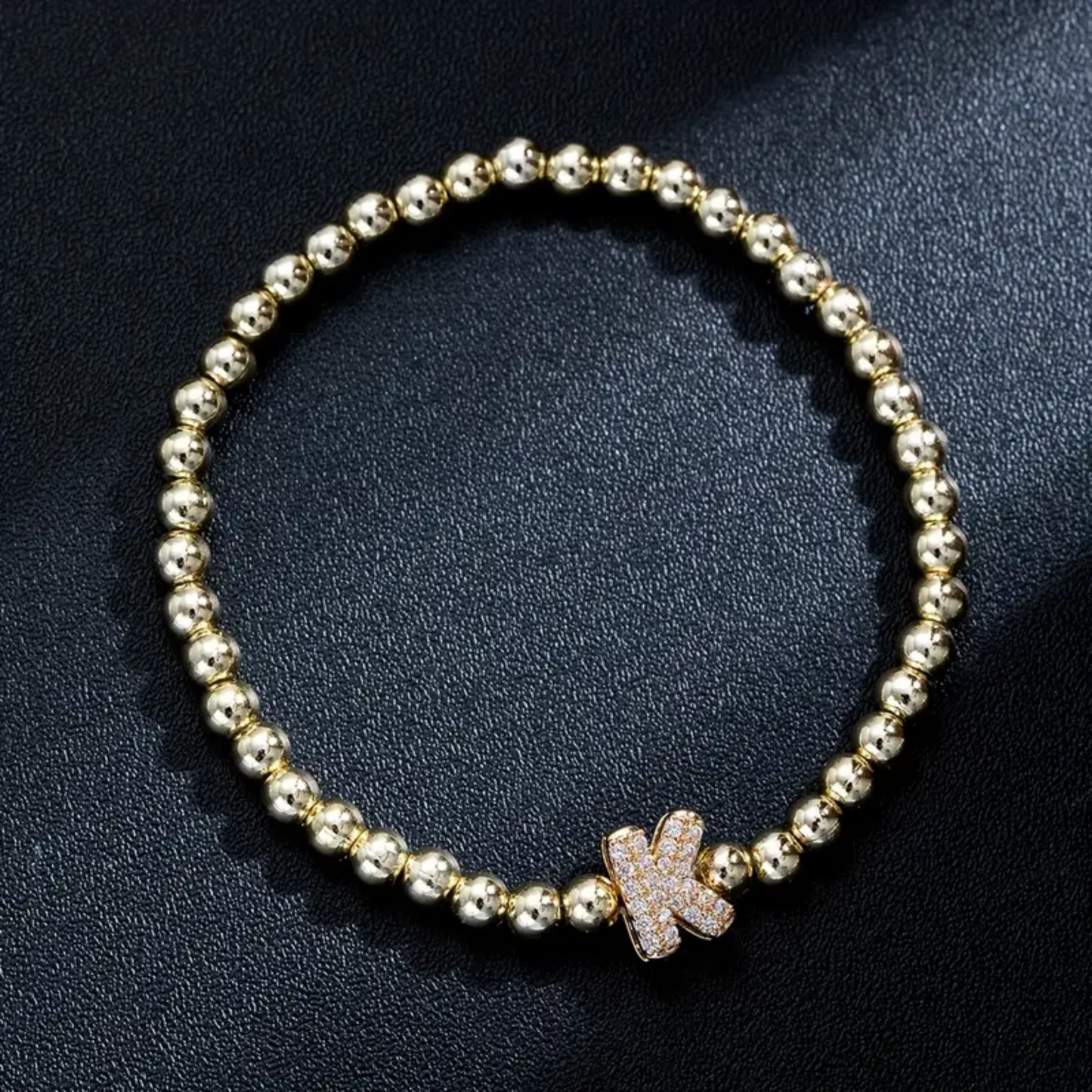 Golden Bubble Sparkle Letter Bracelet