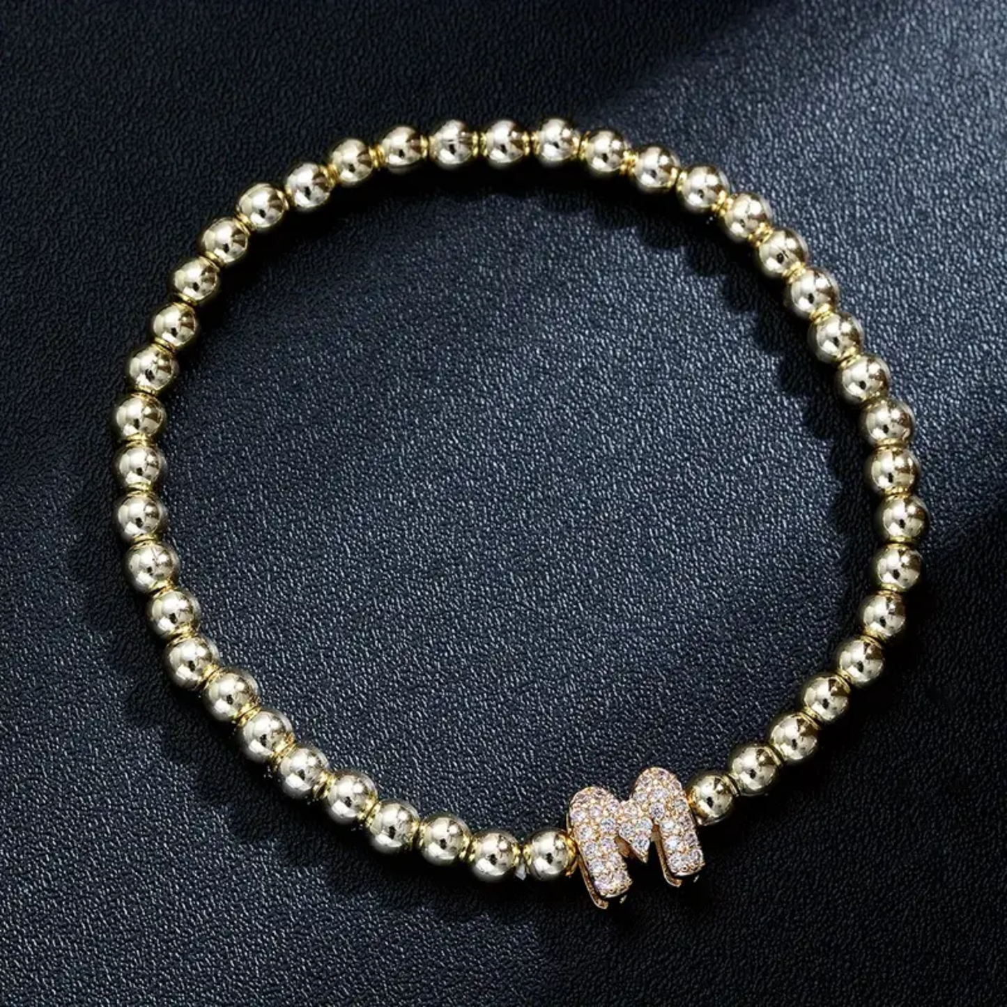 Golden Bubble Sparkle Letter Bracelet