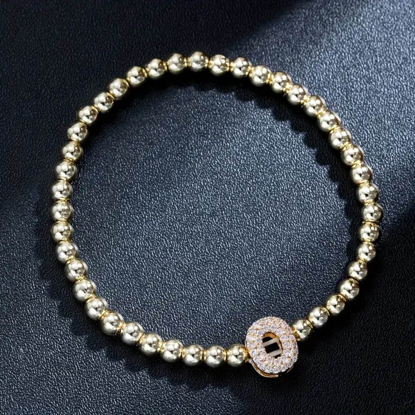 Golden Bubble Sparkle Letter Bracelet