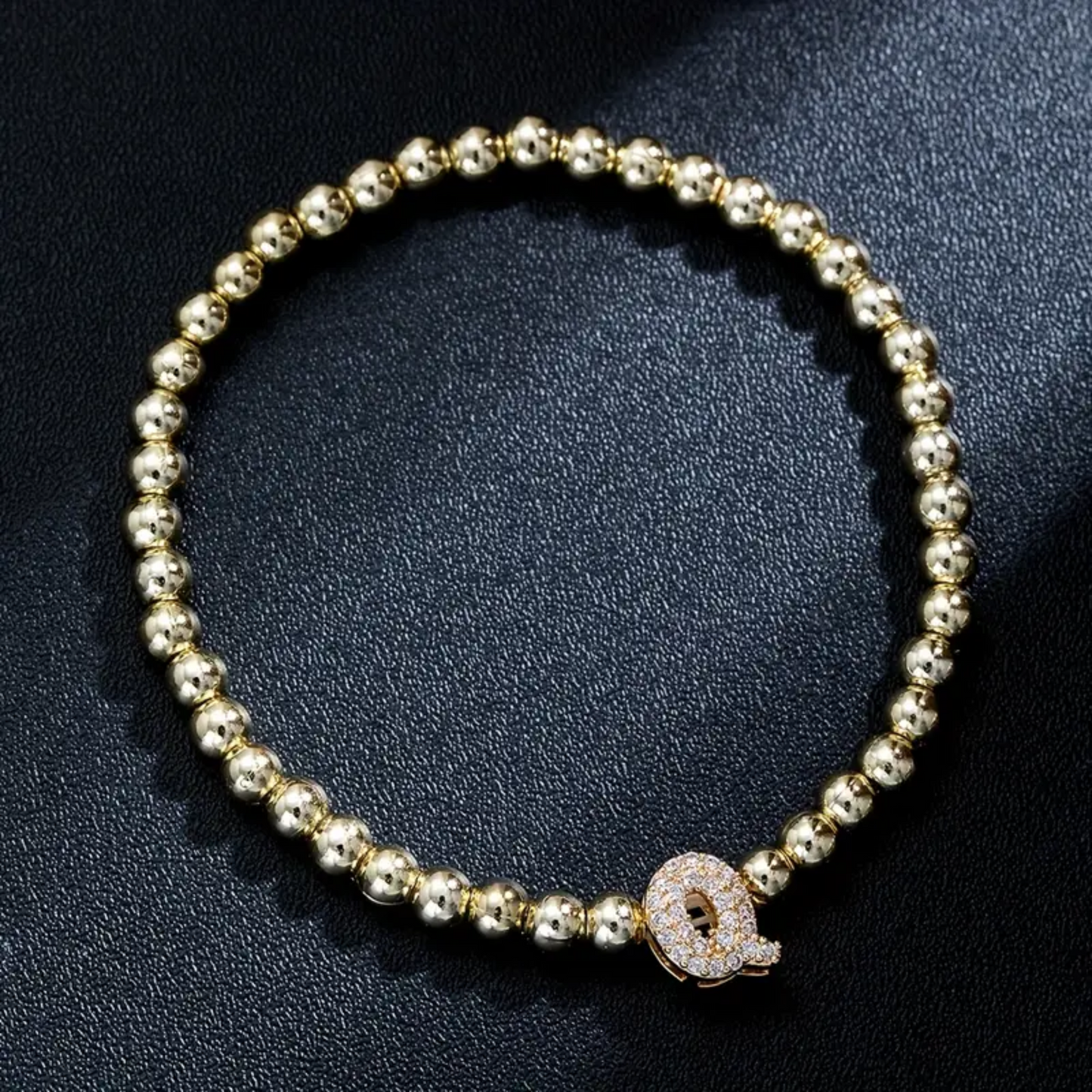 Golden Bubble Sparkle Letter Bracelet