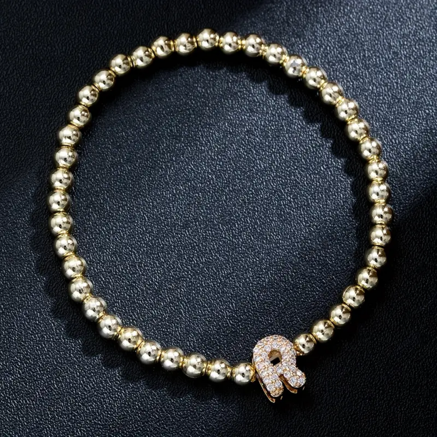 Golden Bubble Sparkle Letter Bracelet