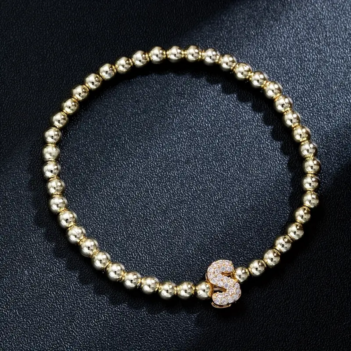 Golden Bubble Sparkle Letter Bracelet