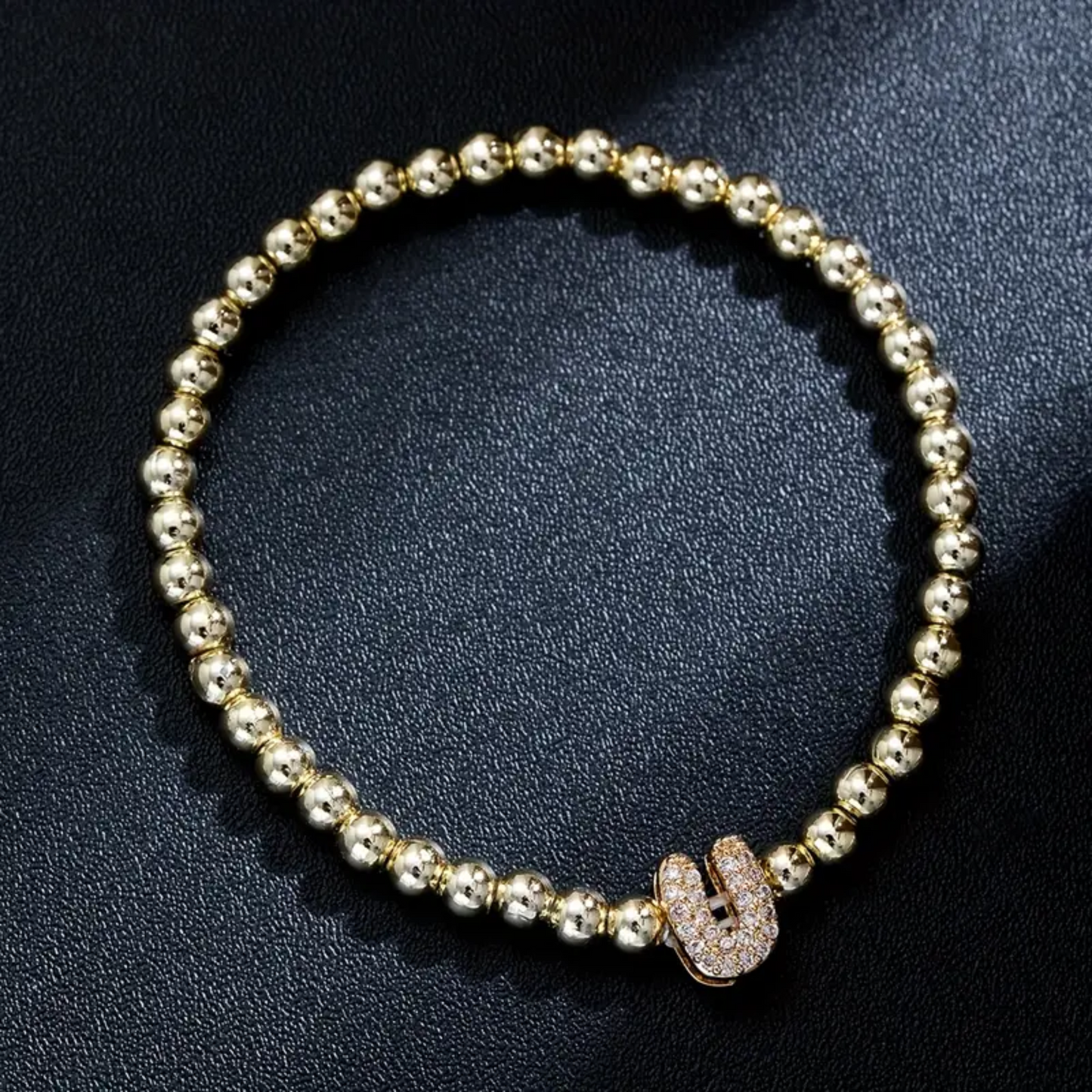 Golden Bubble Sparkle Letter Bracelet