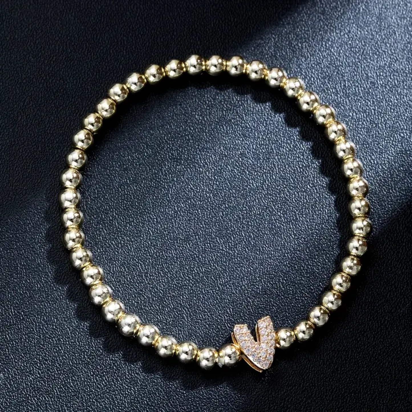 Golden Bubble Sparkle Letter Bracelet