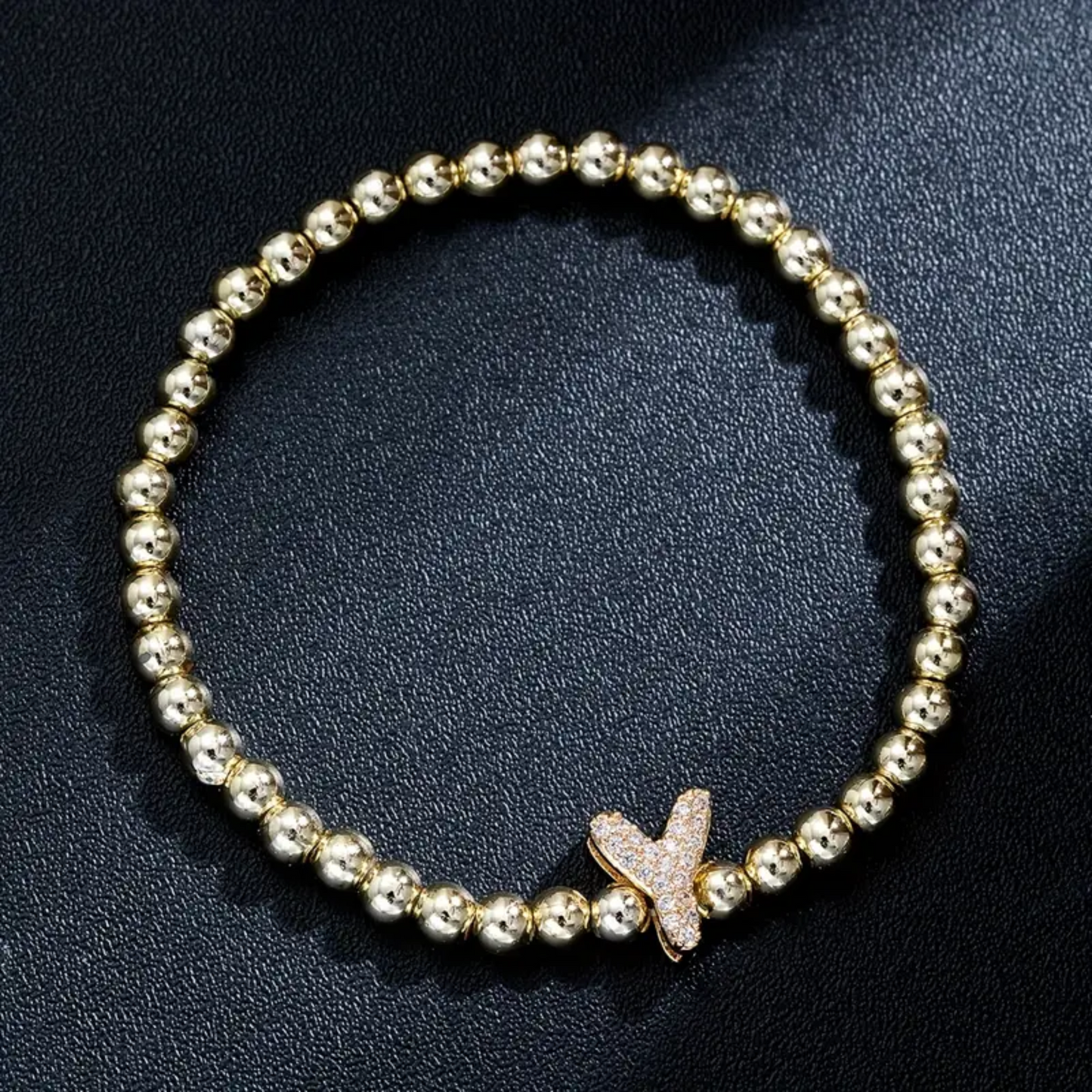 Golden Bubble Sparkle Letter Bracelet