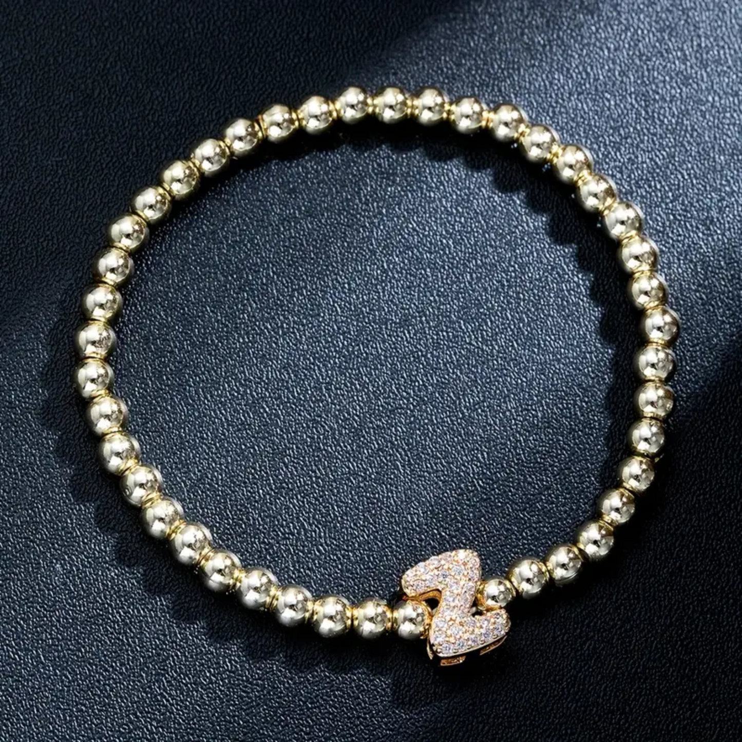 Golden Bubble Sparkle Letter Bracelet