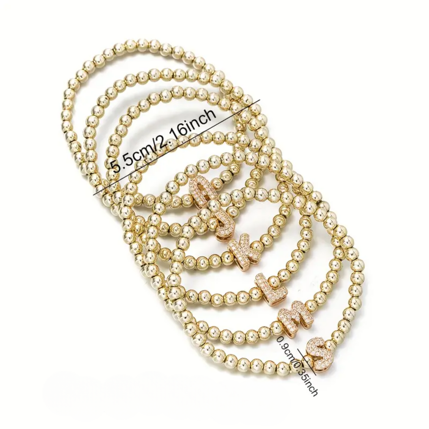Golden Bubble Sparkle Letter Bracelet