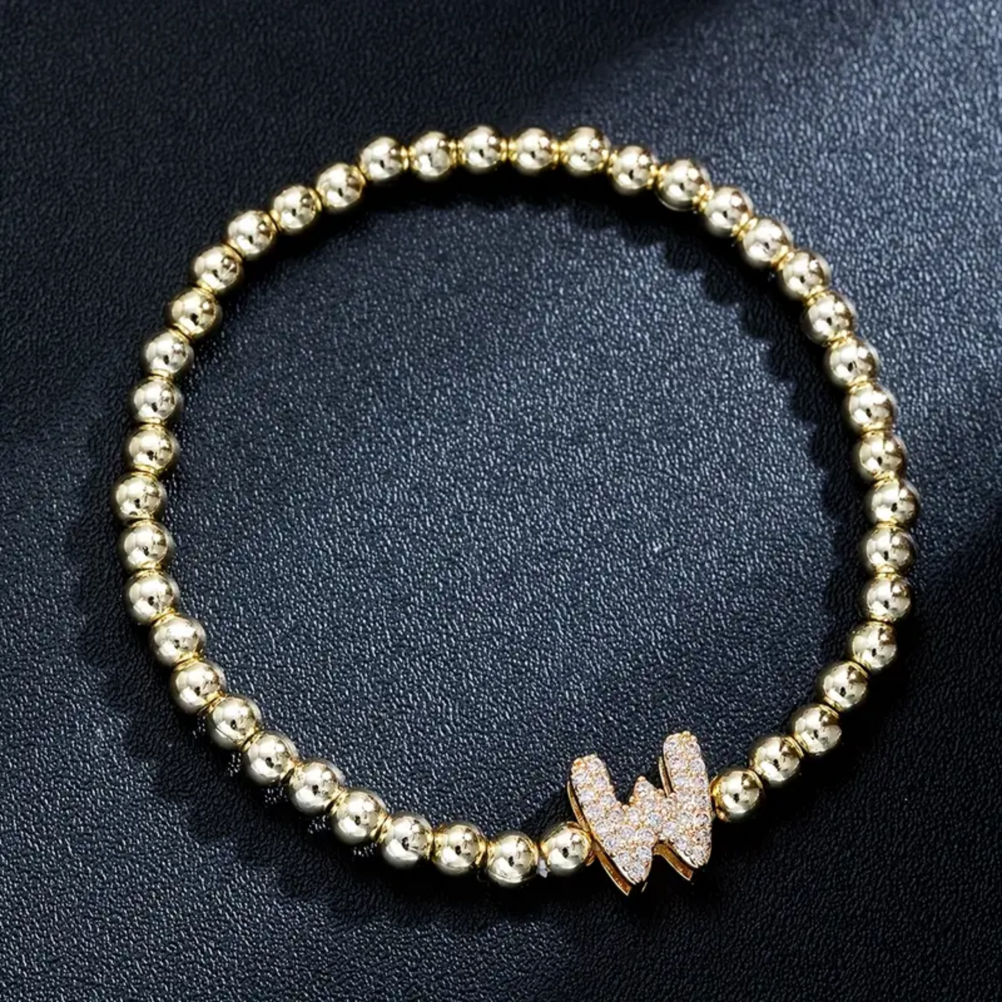 Golden Bubble Sparkle Letter Bracelet