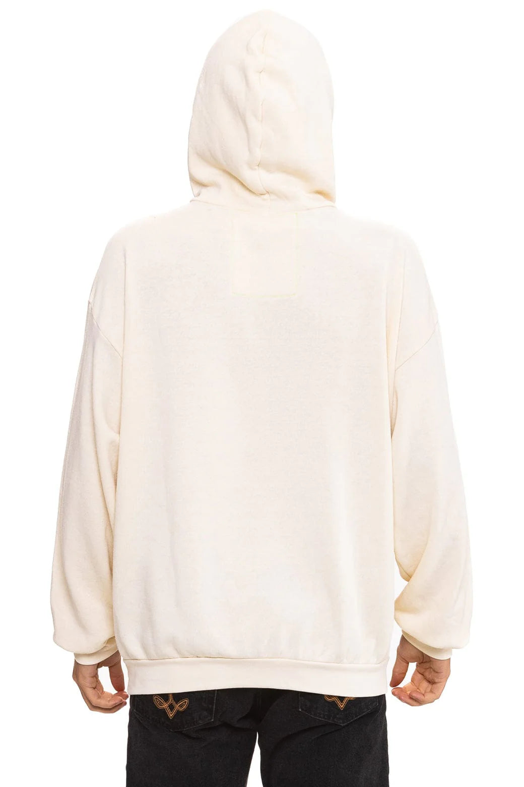 Aviator Nation Adult Mountain Stitch Chevron Pullover Hoodie Relaxed - Vintage White