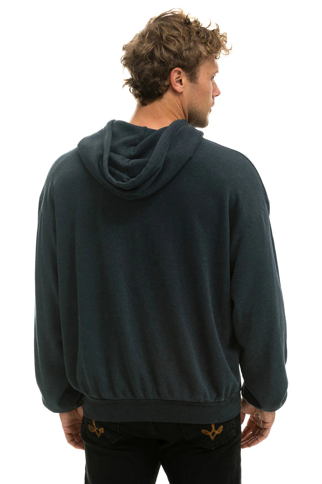 Aviator Nation - Adult Unisex Wave Stripe Pullover Relaxed Hoodie - Charcoal / Charcoal