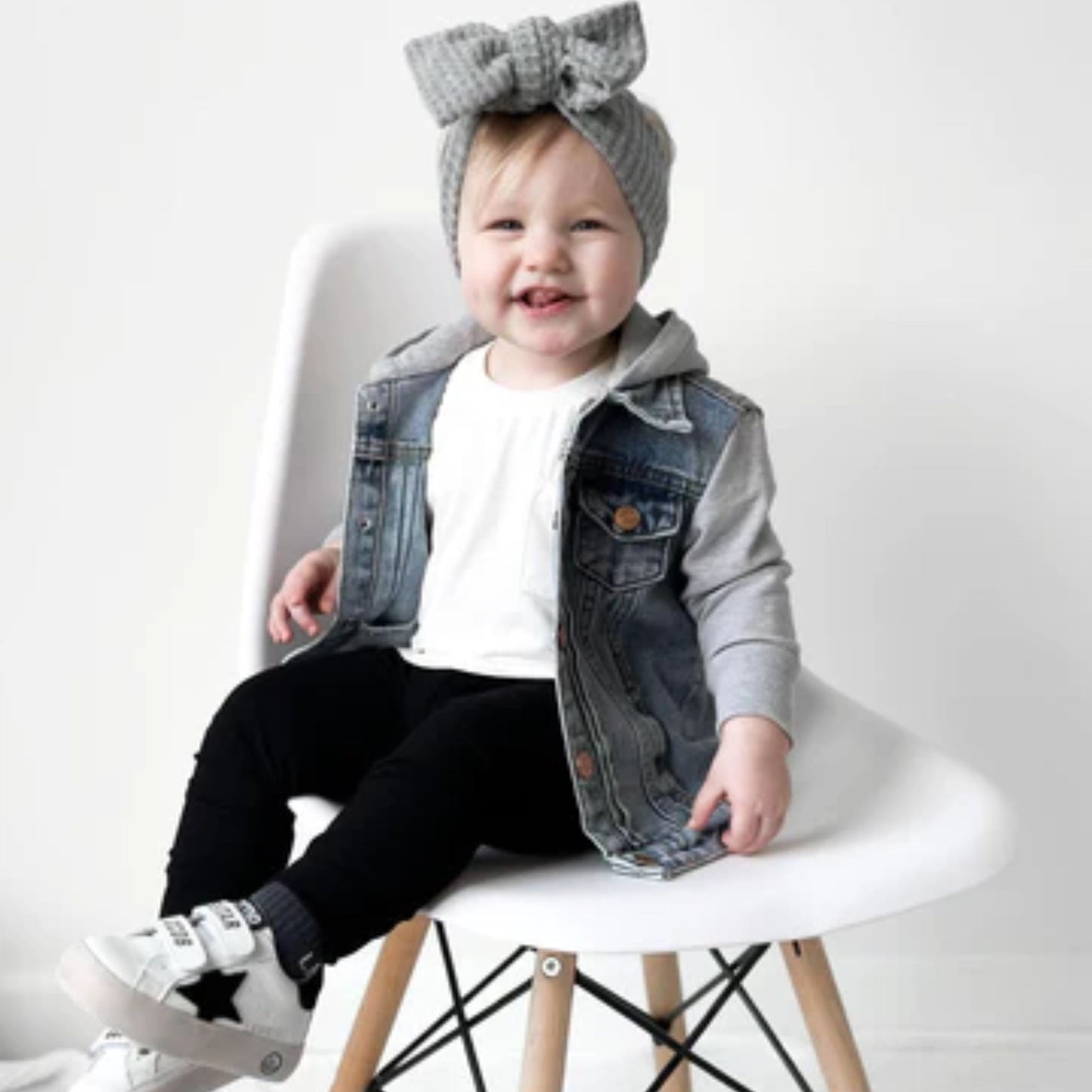 Hooded Denim Jacket - Grey