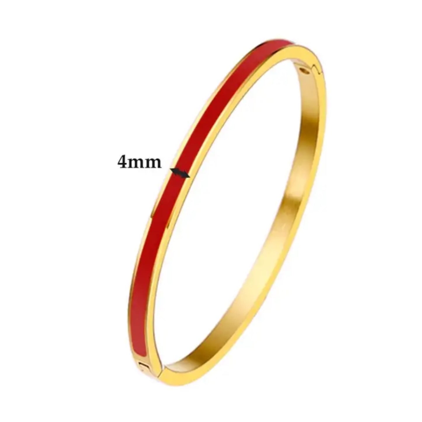Colorful Enamel Hinged Bracelet - Cherry Red