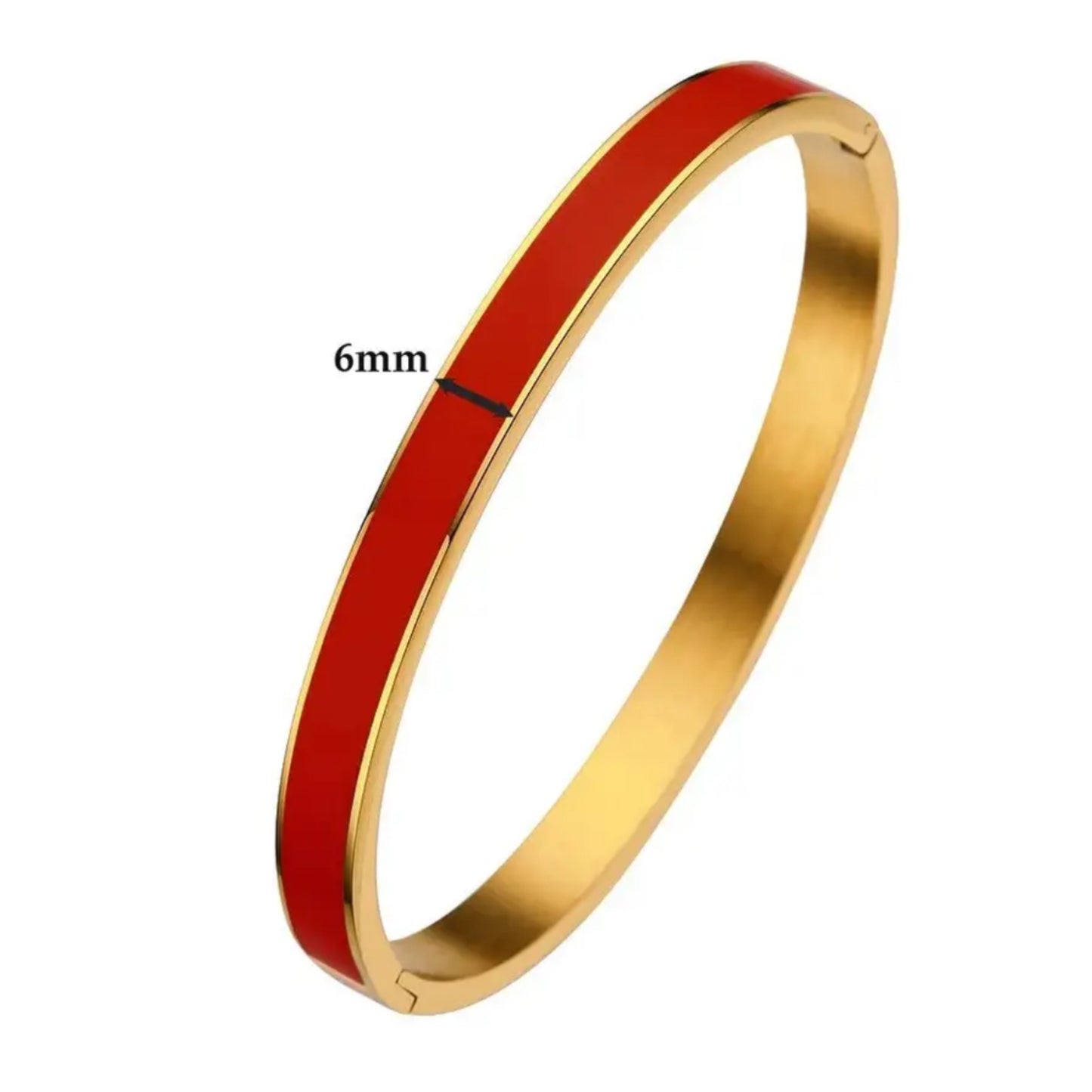 Colorful Enamel Hinged Bracelet - Cherry Red