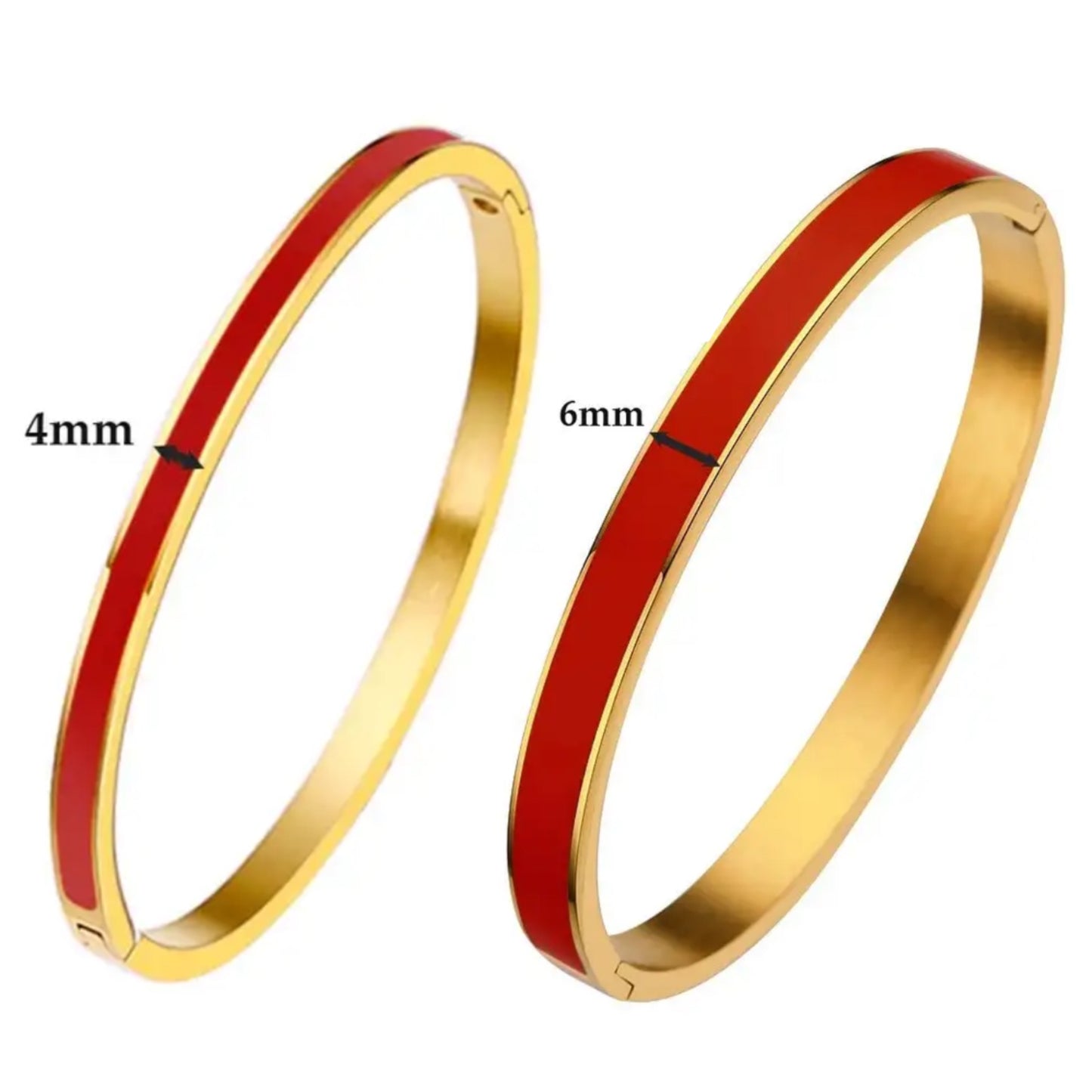 Colorful Enamel Hinged Bracelet - Cherry Red