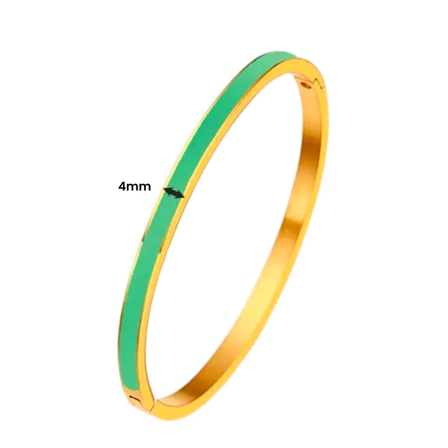 Colorful Enamel Hinged Bracelet - Emerald Green