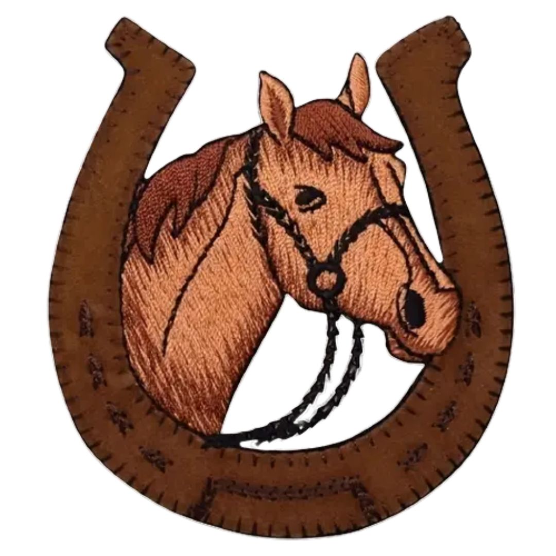 Iron on Patch - Horseshoe Portrait (8.9 cm x 9.5 cm)