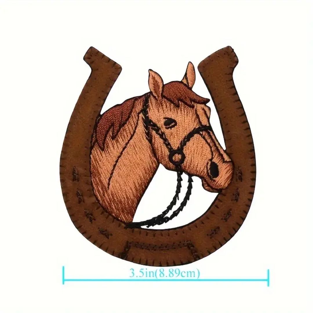 Iron on Patch - Horseshoe Portrait (8.9 cm x 9.5 cm)